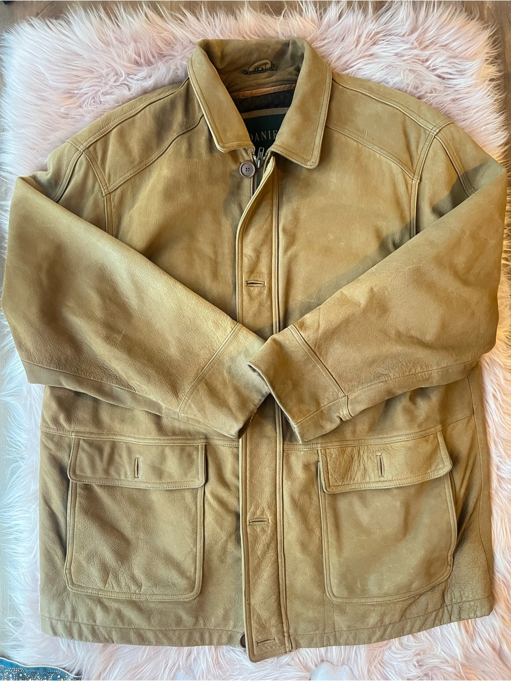 VINTAGE Danier Men's Tan Leather Jacket HEAVY